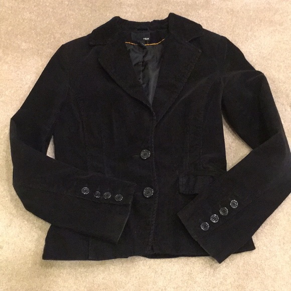H&M Jackets & Blazers - H&M Black Corduroy Fitted Jacket